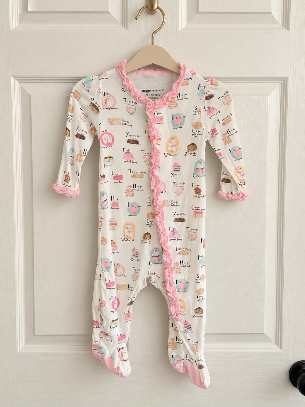 Magnetic Me 0-3M Dessert Alphabet Ruffle Footie Pajamas